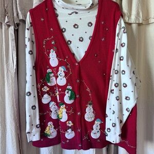 Festive Red Snowman Sweater Vest